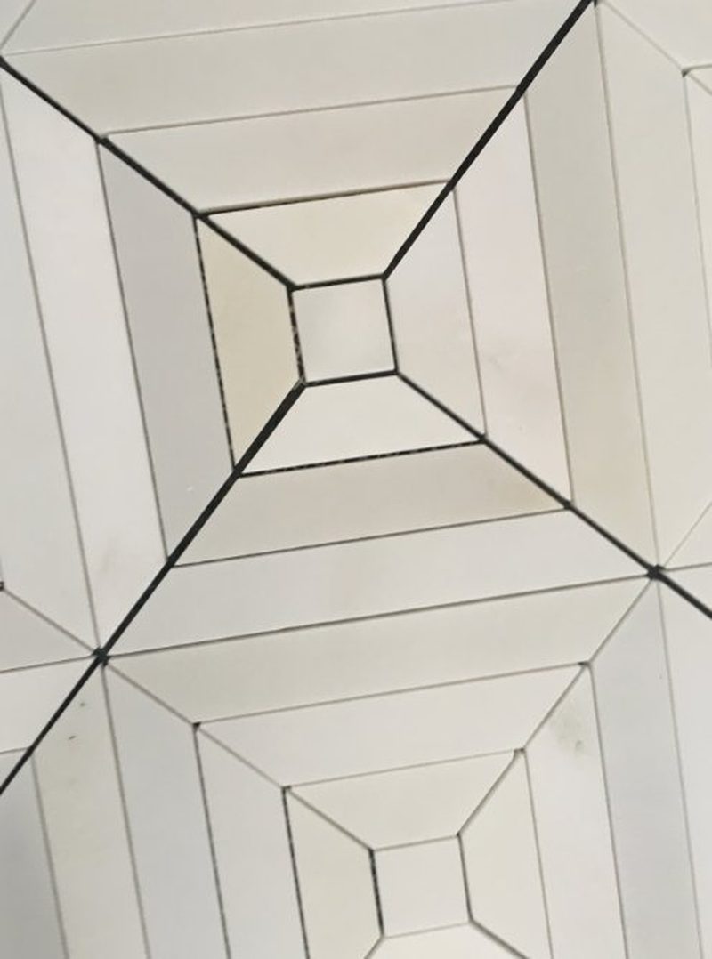 white marble mosaic with dark grout lines white marble mosaic with dark grout lines
