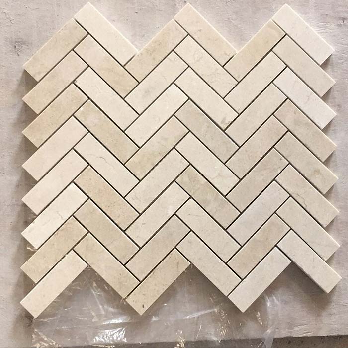 Herringbone 1x3 Mosaic Crema Marfil