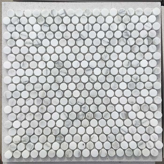 Penny Round Mosaic Bianco Carrara