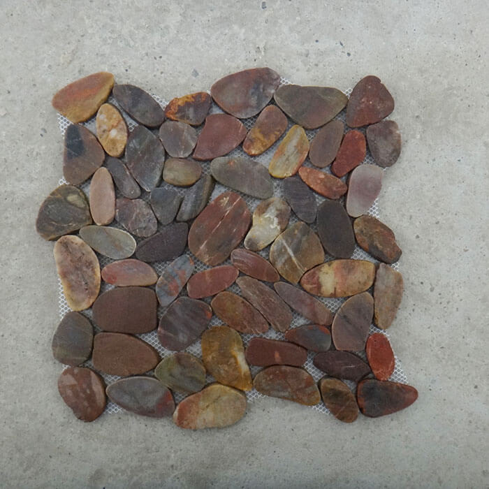 Red Sliced Polished Pebble Mosaic