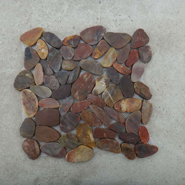 Red Sliced Polished Pebble Mosaic