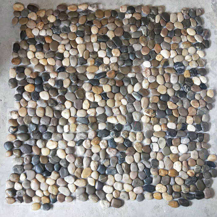 Multicolor Rounded Polished Pebble Mosaic