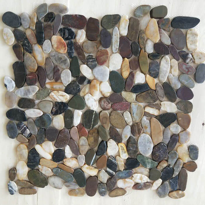 Multicolor Sliced Polished Pebble Mosaic