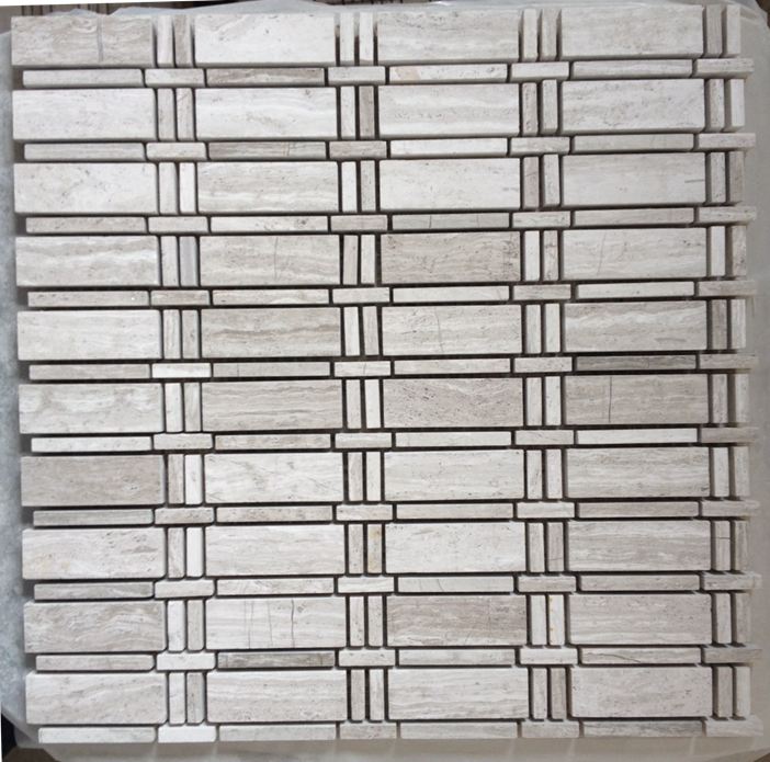 Lattice Mosaic White woodvein marble